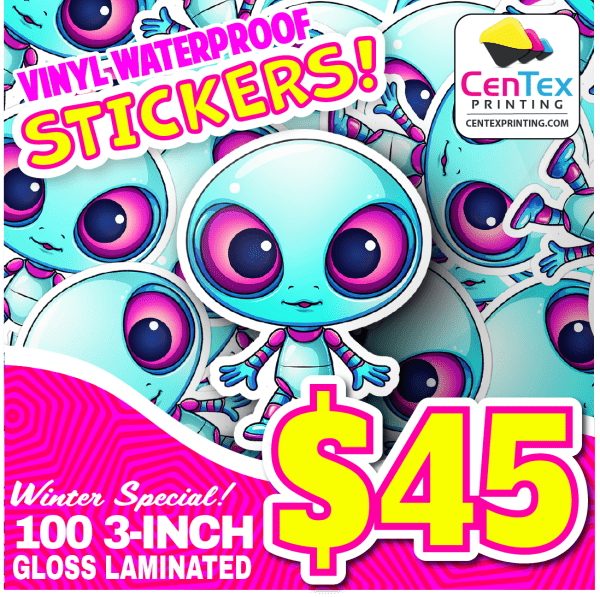 Die cut stickers - custom printed - 100 3 inch stickers for $45