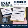 2-part ncr receipt books invoices estimates for HVAC ac repair