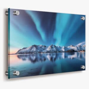 Custom acrylic print mounted with chrome standoffs