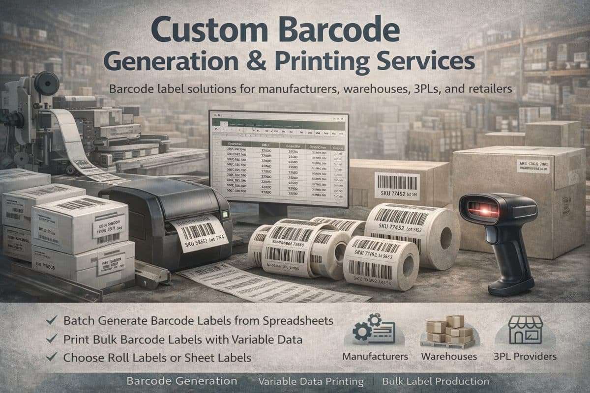 looking for a company that can create your barcodes and print your labels? We can help