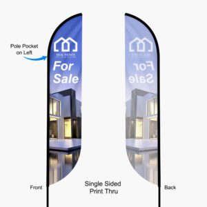 Custom printed feather flag displayed outdoors at event