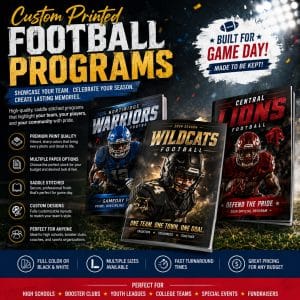 high school football programs and sporting event program booklets
