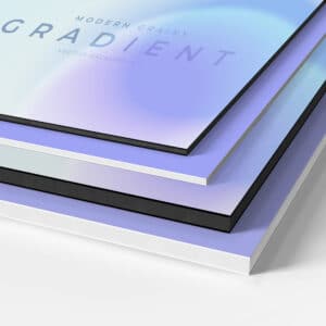 Custom printed GatorFoam boards in black and white finishes.