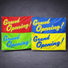 Grand opening banners printing on 13oz matte vinyl. 6x3 banners with grommets and hemmed.