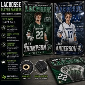 lacrosse player banners printed by CenTex Printing