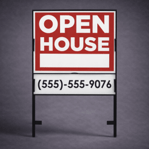 Metal frame realtor yard sign. Metal for sale and open house signs.