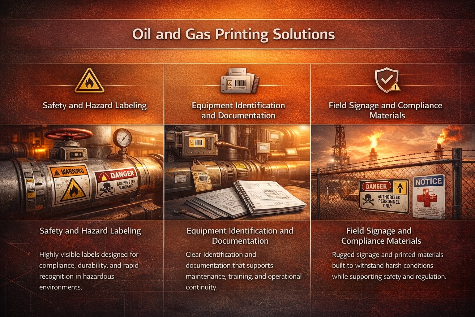 Commercial printing services for oil and gas industry