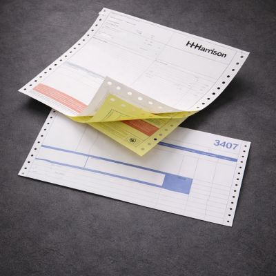 Carbonless pin-fed forms. Multi part pin feed order forms. Shipping forms