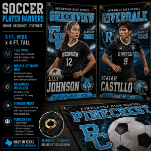 custom printed soccer player banners