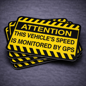 Speed monitored by gps warning stickers. Fleet vehicle stickers.