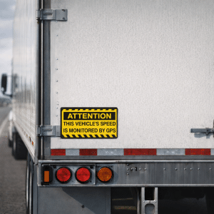 Speed monitored by gps - safety decals for trucks and fleet vehicles.