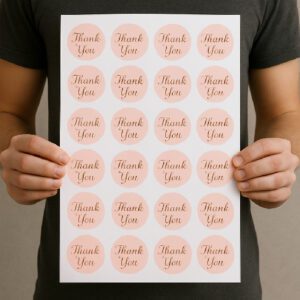 Custom printed sheet labels with thank you stickers