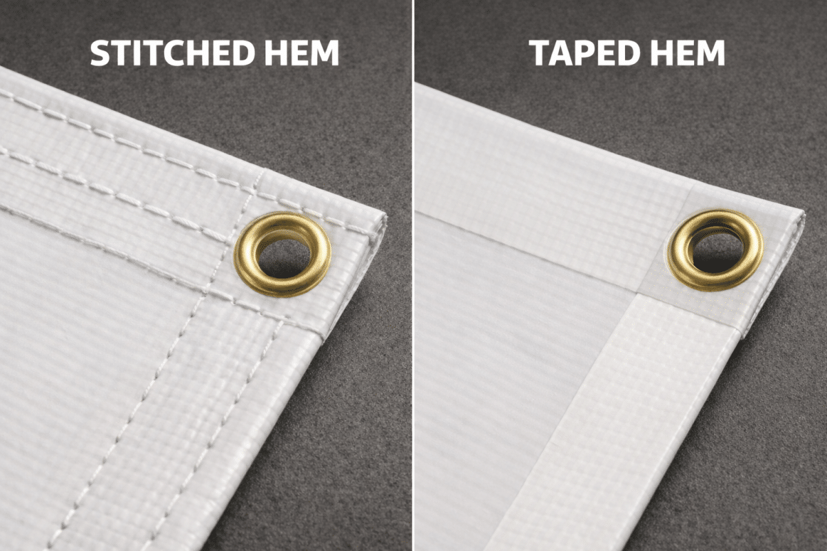 Vinyl banner hem options