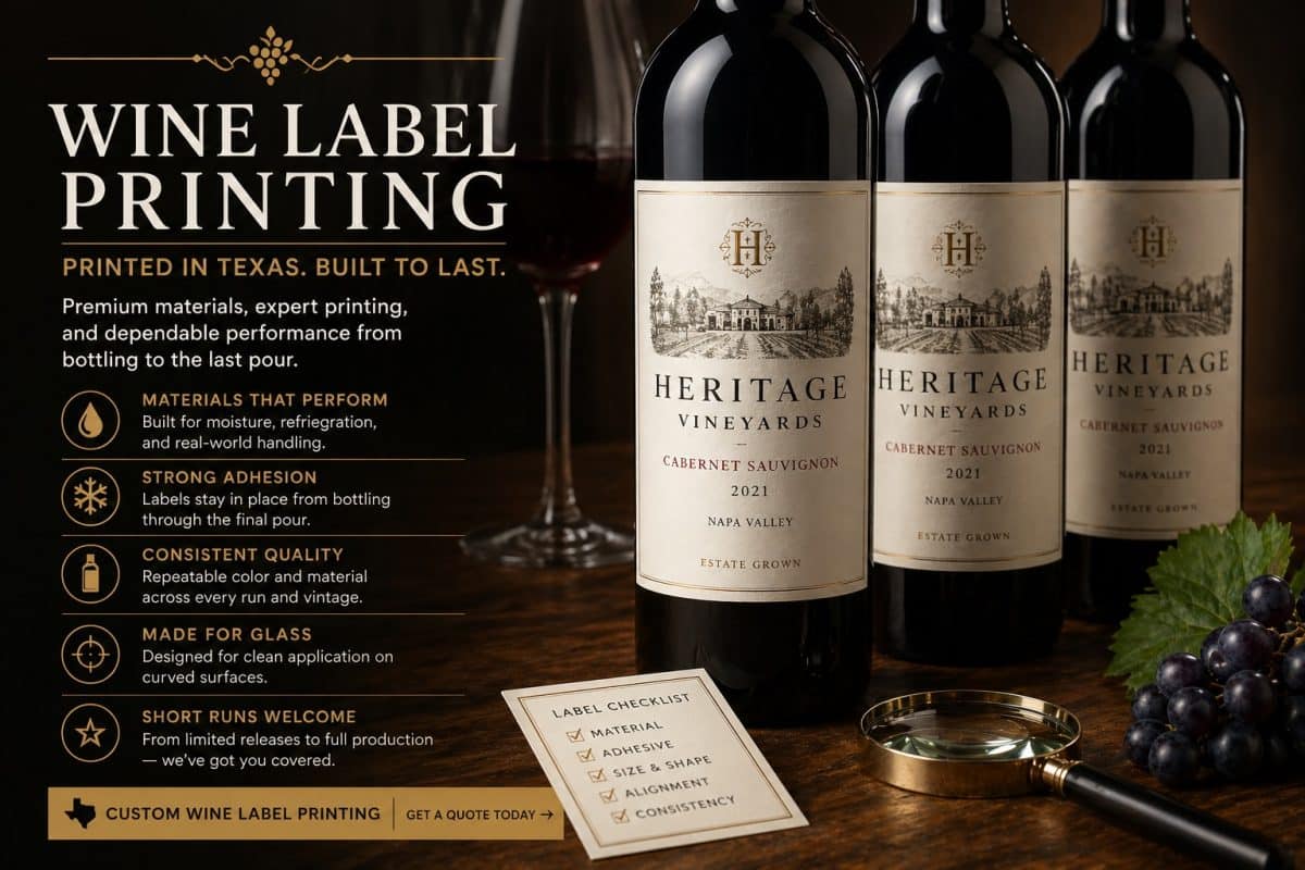 Wine label printing in Texas